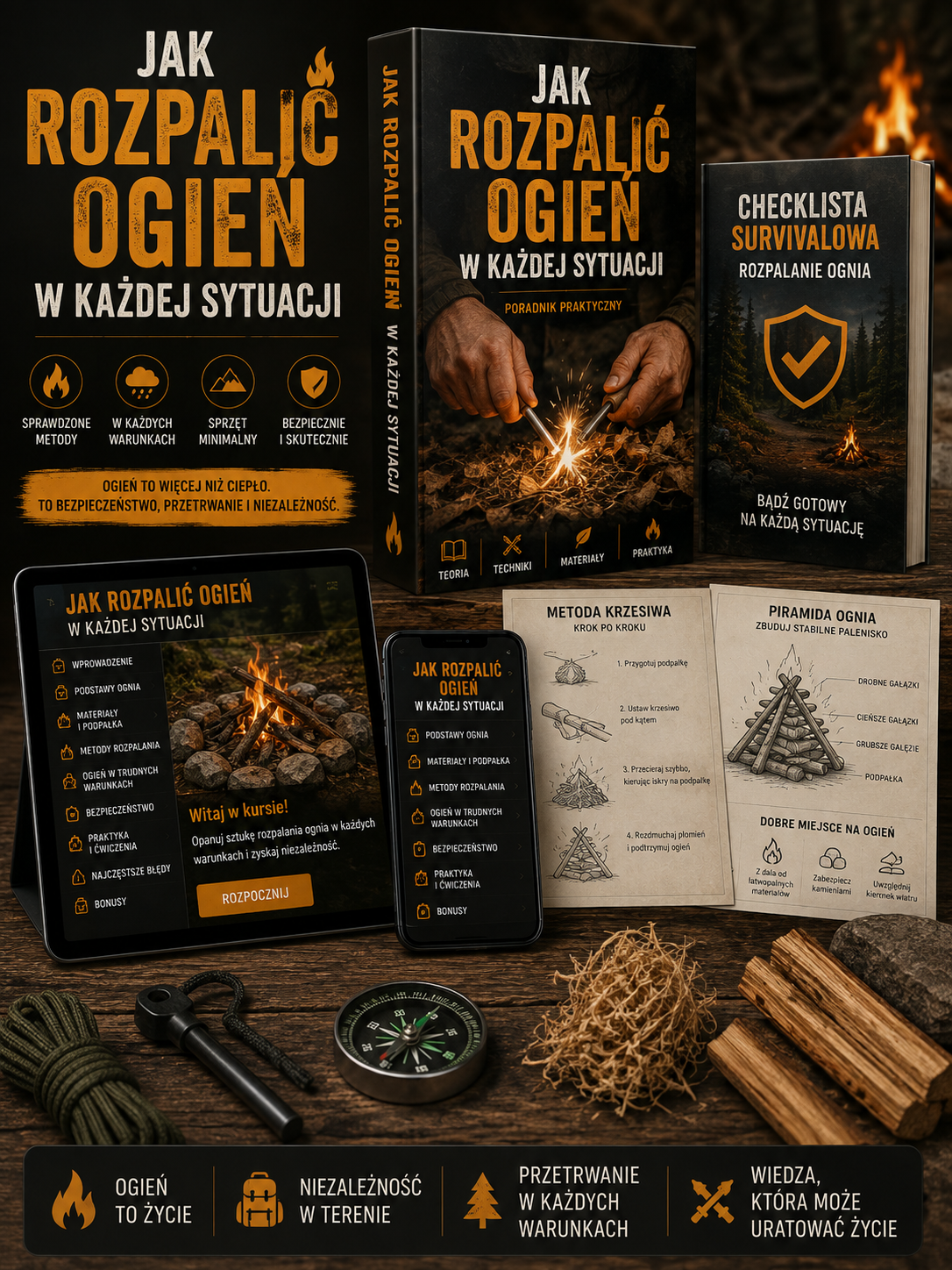 Jak Rozpalić Ogień w Każdej Sytuacji — mockup